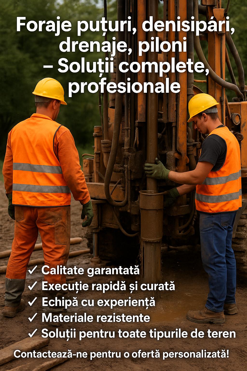 Echipa AquaForaje executa foraje puturi apa profesionale in Romania – utilaje compacte spatii inguste